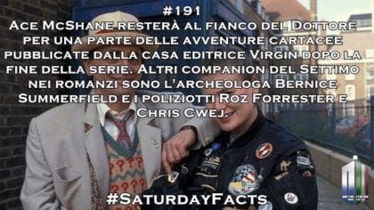 Picture shows Sylvester McCoy as  The Doctor and Sophie Aldred as Ace.