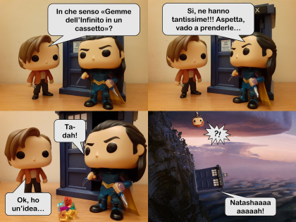 DOCTOR VINYL, VOL. 4: EPISODIO III Vignetta totalmente nonsense, sono consapevole dei buchi di trama enormi! Chiedo scusa a Gamora per non aver salvato anche lei, ma non ho il suo funko. -Dalek Oba